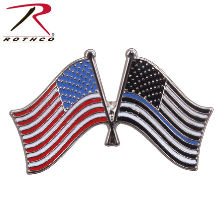 Rothco Thin Blue Line US Flag Pin Black / Blue Size One Size - Get Tight Gear