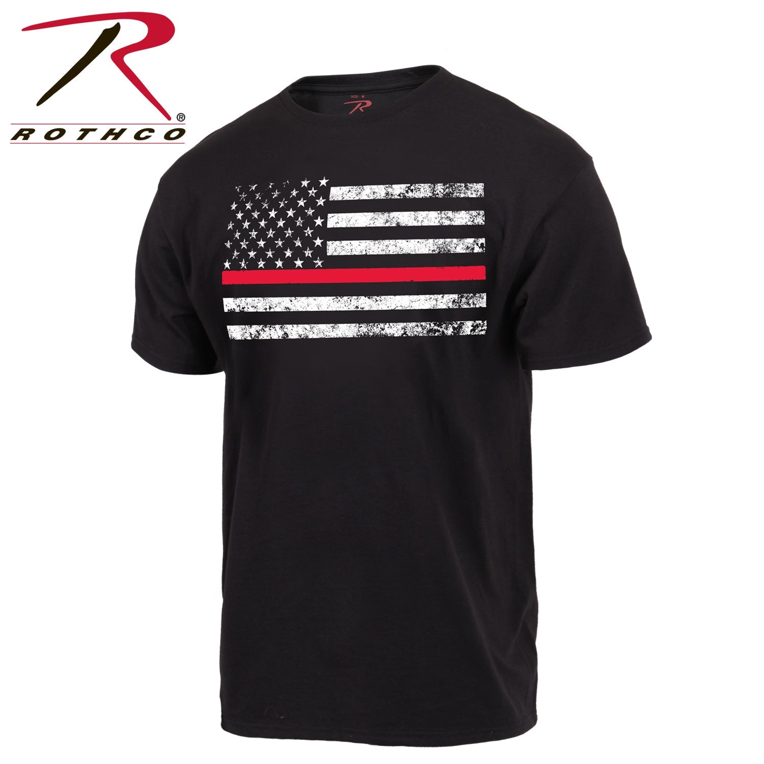 Rothco Thin Red Line Flag T-Shirt Black Size 2XL - Get Tight Gear
