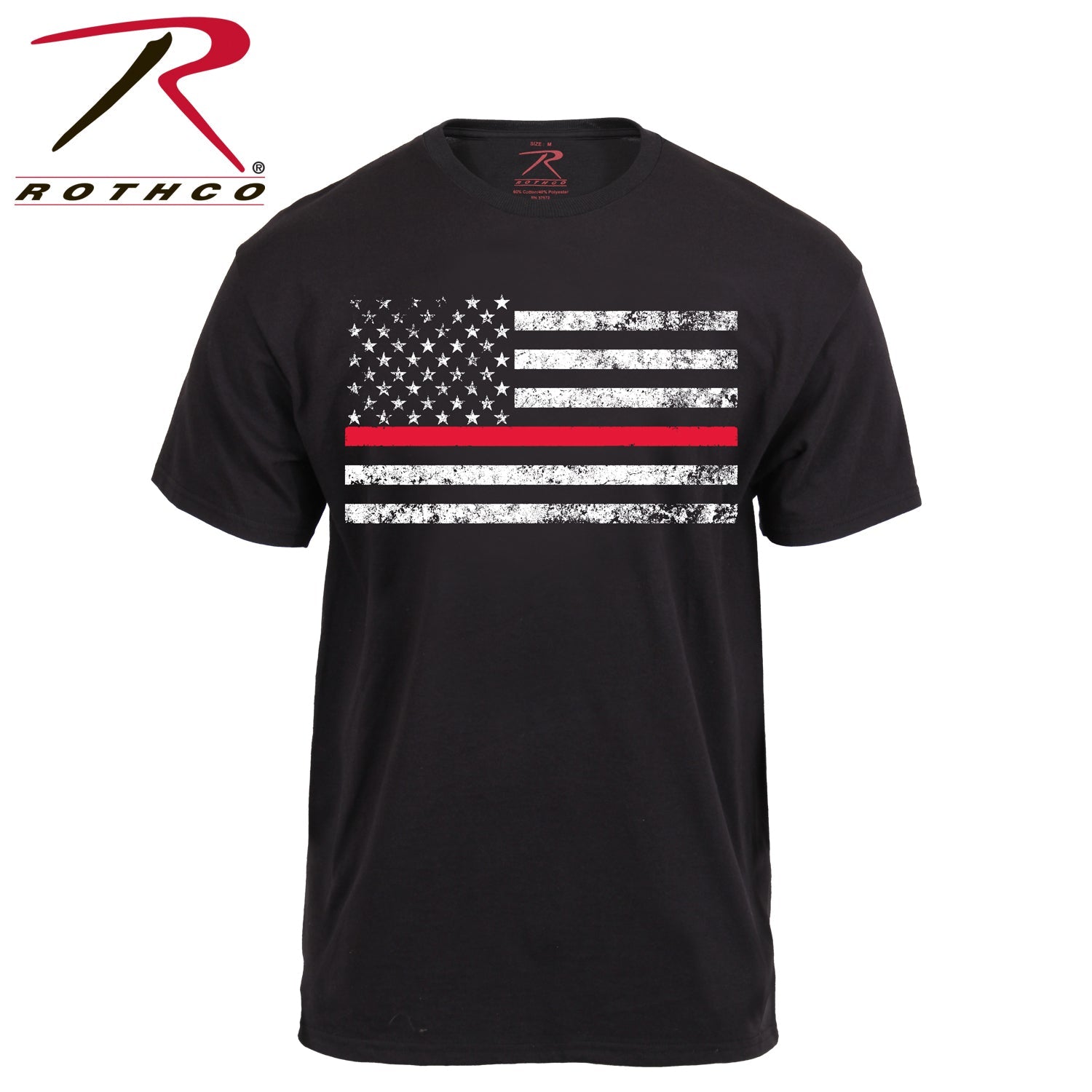 Rothco Thin Red Line Flag T-Shirt Black Size S - Get Tight Gear