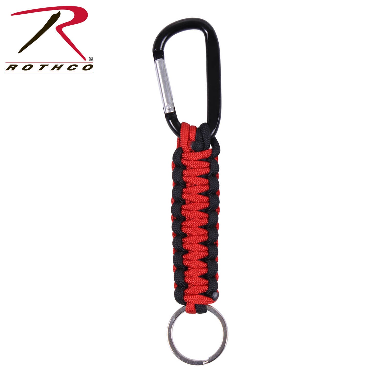 Rothco Thin Red Line Keychain With Carabiner Black / Red - Get Tight Gear