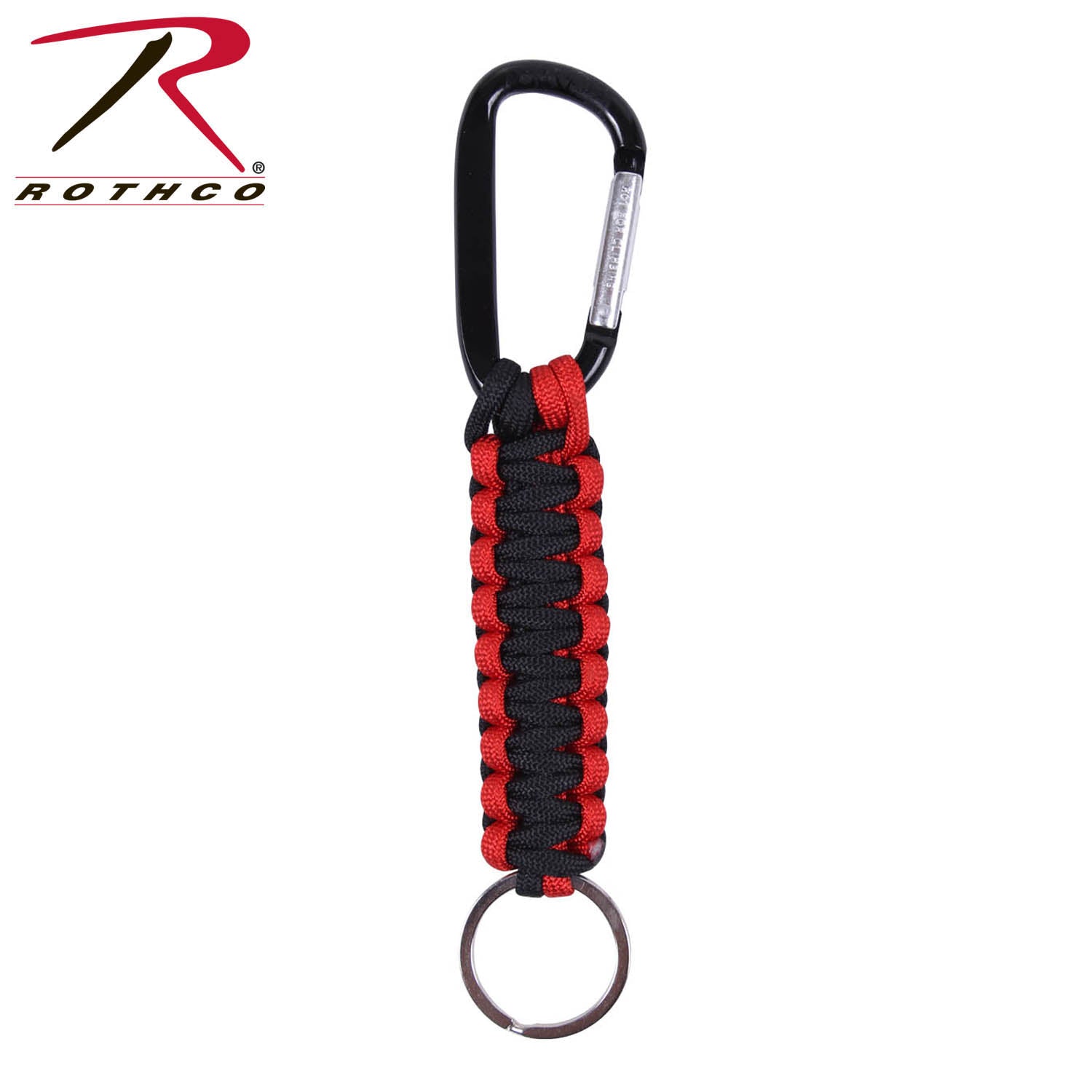 Rothco Thin Red Line Keychain With Carabiner Black / Red - Get Tight Gear