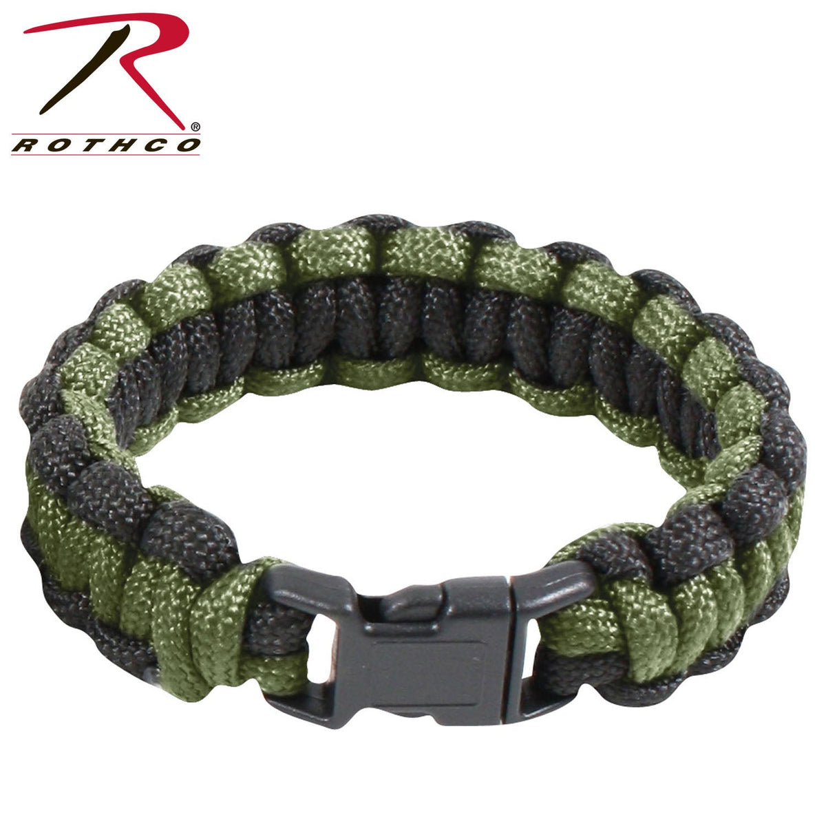 Rothco Two - Tone Paracord Bracelet - Olive Drab / Black Olive Drab / Black - Get Tight Gear