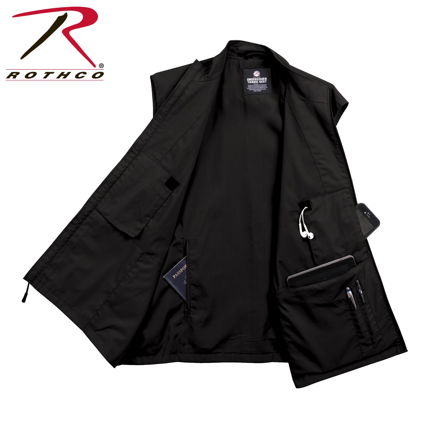 Rothco Undercover Travel Vest Black Size M - Get Tight Gear