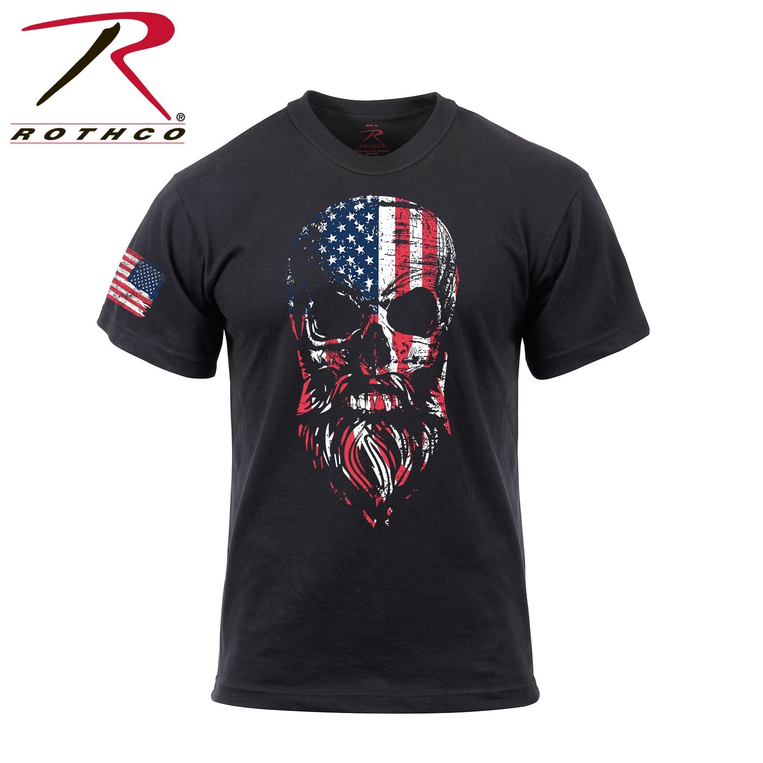 Rothco US Flag Bearded Skull T-Shirt Black Size L - Get Tight Gear