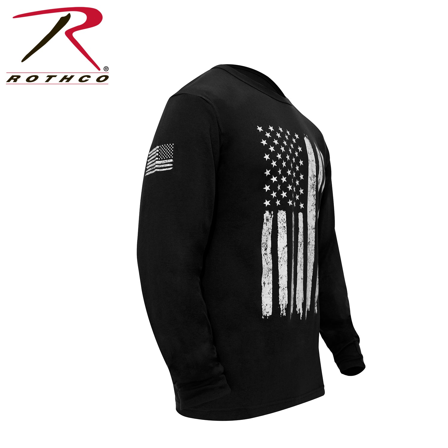 Rothco US Flag Long Sleeve T-Shirt Black Size 3XL - Get Tight Gear