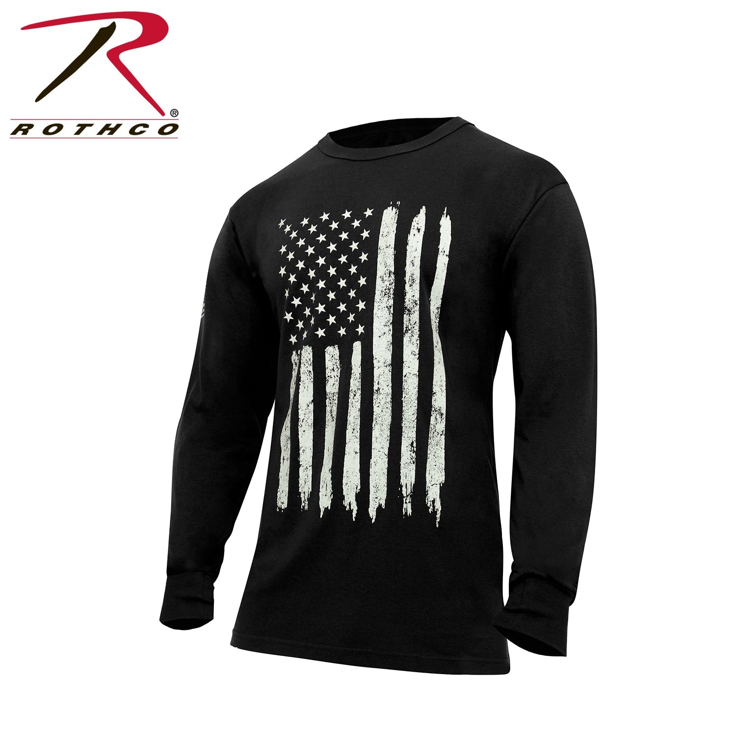 Rothco US Flag Long Sleeve T-Shirt Black Size S - Get Tight Gear