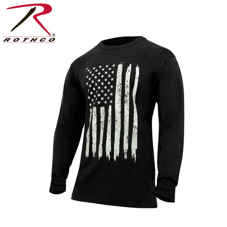 Rothco US Flag Long Sleeve T-Shirt Black Size S - Get Tight Gear