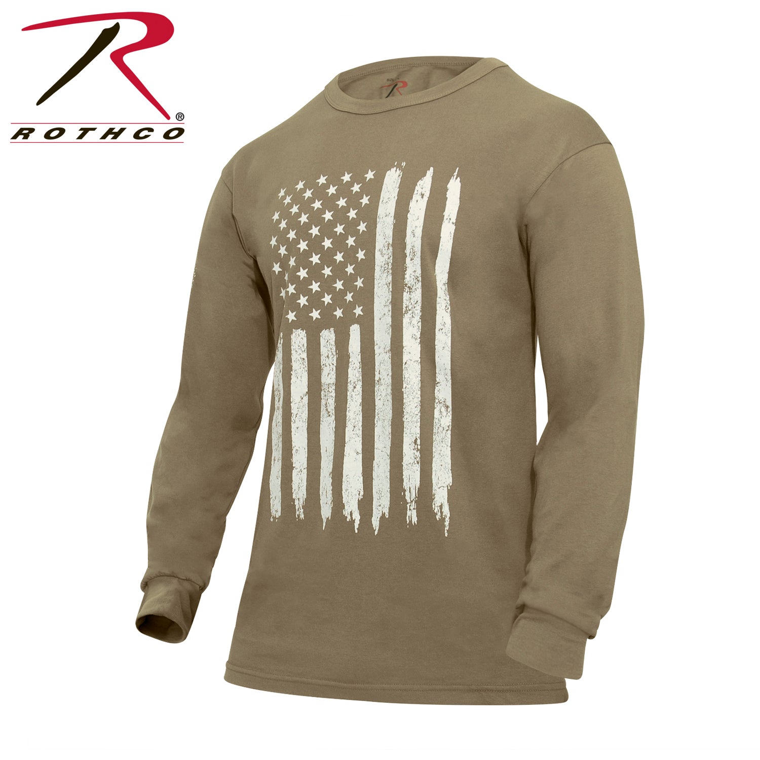 Rothco US Flag Long Sleeve T-Shirt Coyote Brown Size 2XL - Get Tight Gear