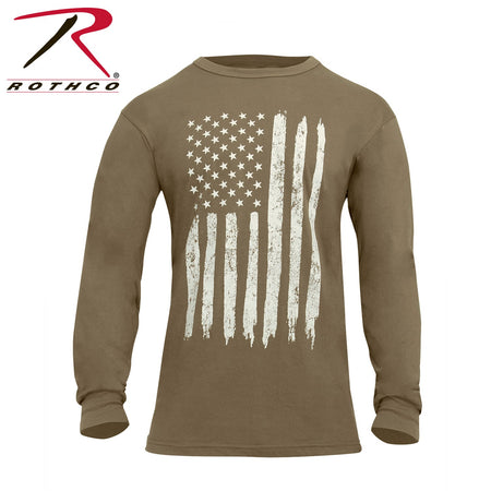 Rothco US Flag Long Sleeve T-Shirt Coyote Brown Size 2XL - Get Tight Gear