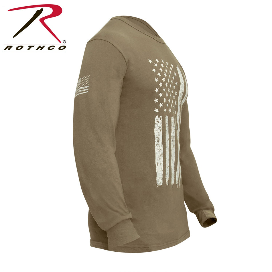 Rothco US Flag Long Sleeve T-Shirt Coyote Brown Size 3XL - Get Tight Gear