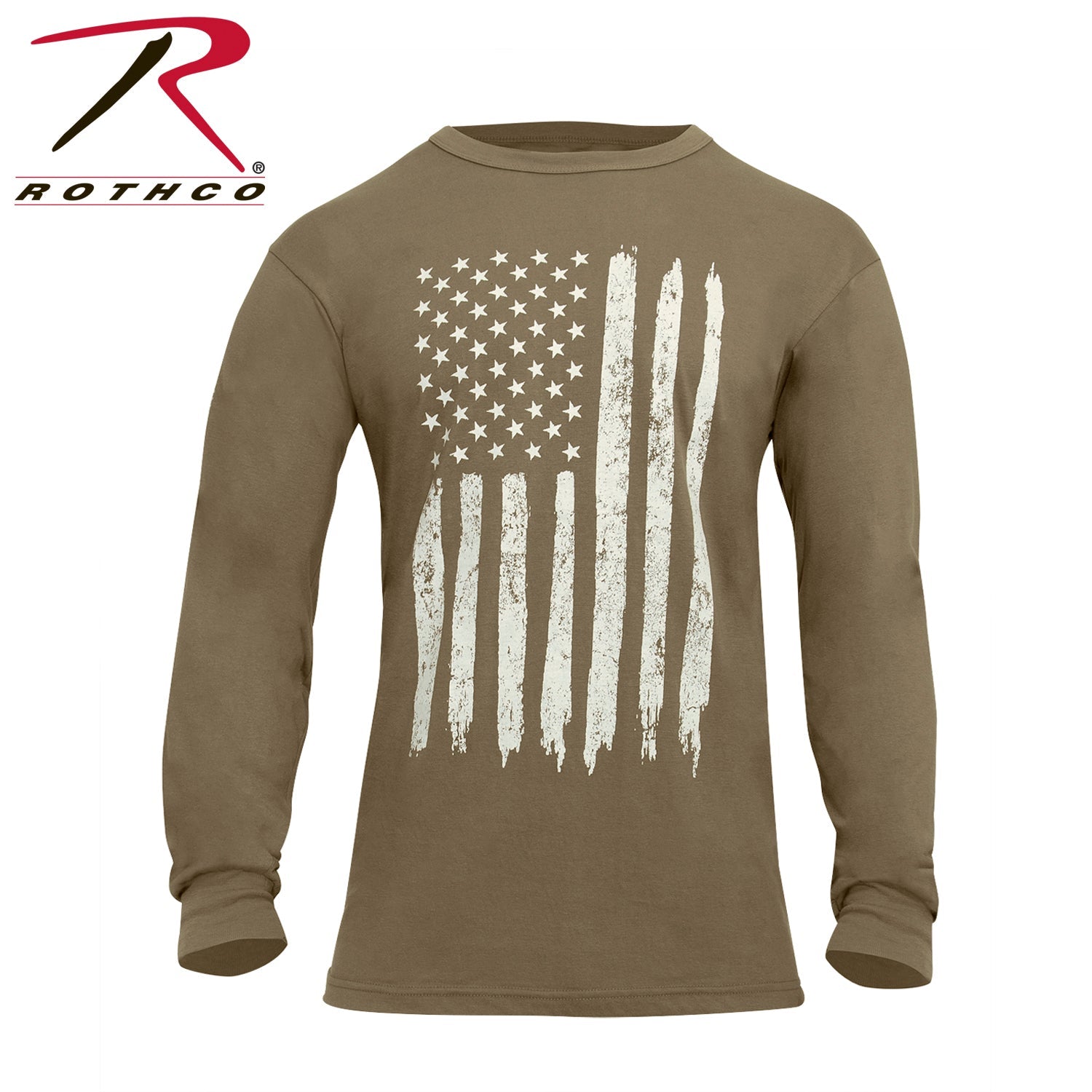 Rothco US Flag Long Sleeve T-Shirt Coyote Brown Size 3XL - Get Tight Gear