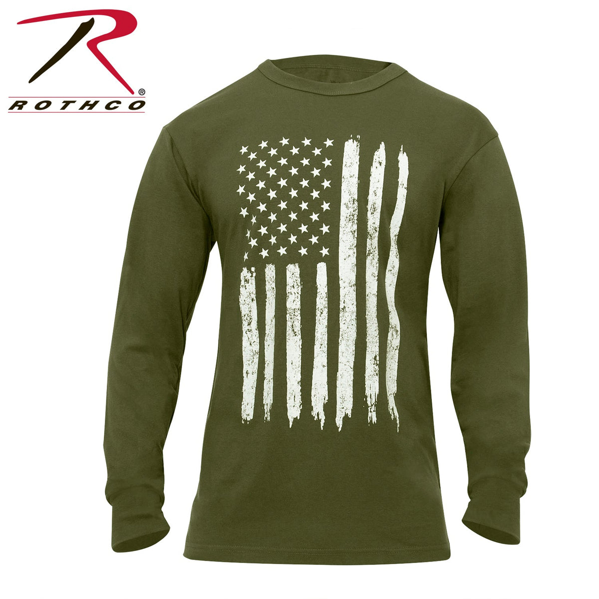 Rothco US Flag Long Sleeve T-Shirt Olive Drab Size 2XL - Get Tight Gear