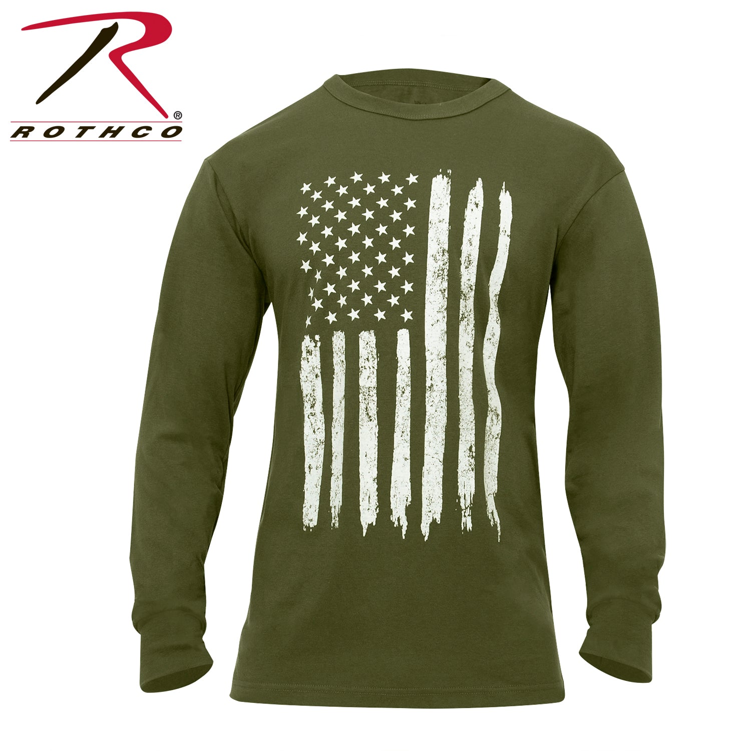 Rothco US Flag Long Sleeve T-Shirt Olive Drab Size 2XL - Get Tight Gear