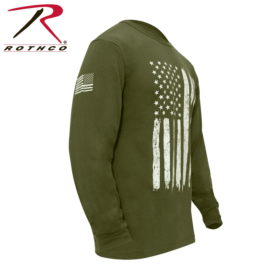 Rothco US Flag Long Sleeve T-Shirt Olive Drab Size XL - Get Tight Gear