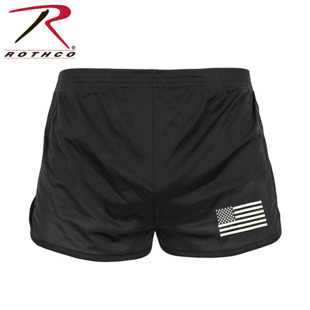 Rothco US Flag Ranger PT (Physical Training) Shorts - Black Black Size M - Get Tight Gear