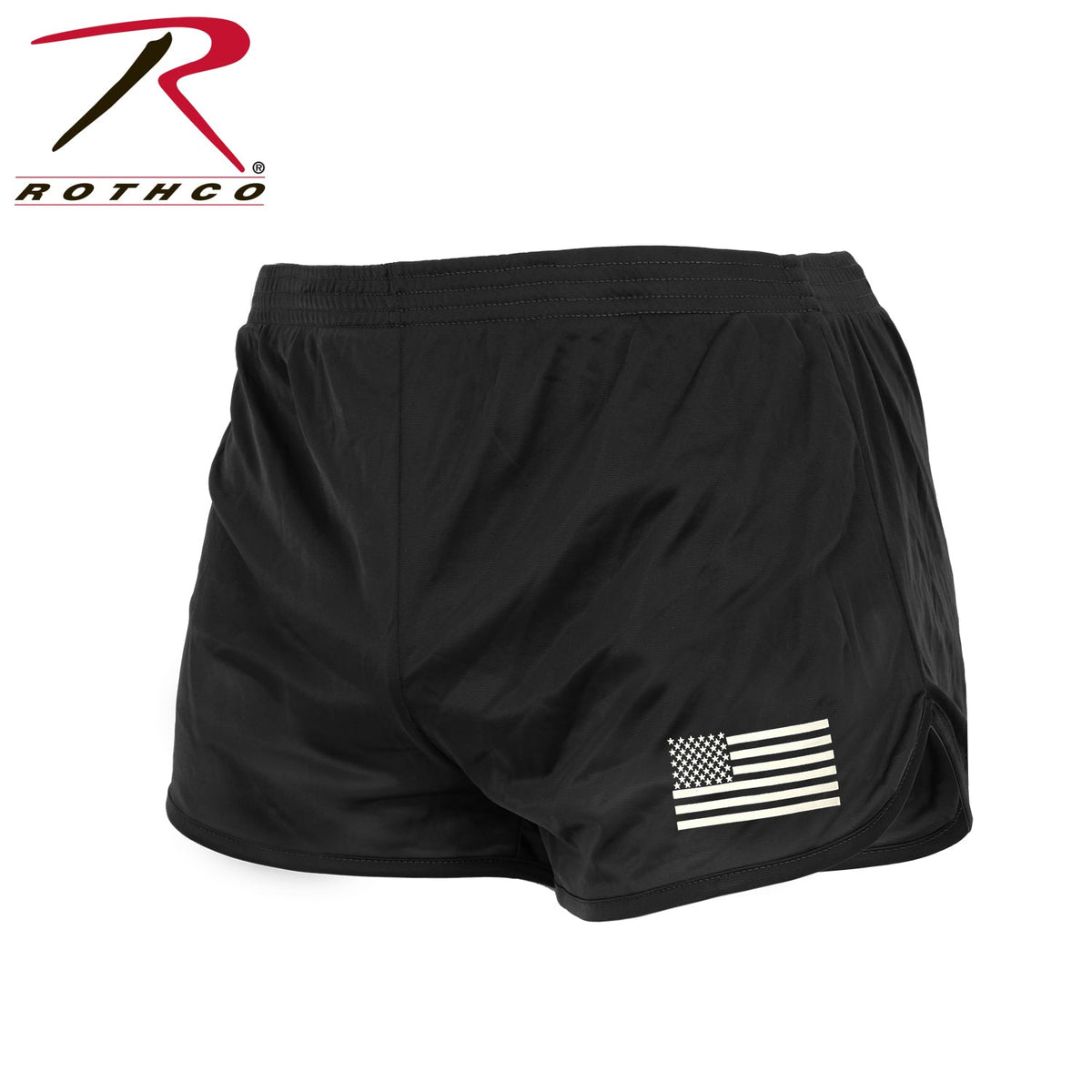 Rothco US Flag Ranger PT (Physical Training) Shorts - Black Black Size S - Get Tight Gear