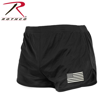 Rothco US Flag Ranger PT (Physical Training) Shorts - Black Black Size S - Get Tight Gear