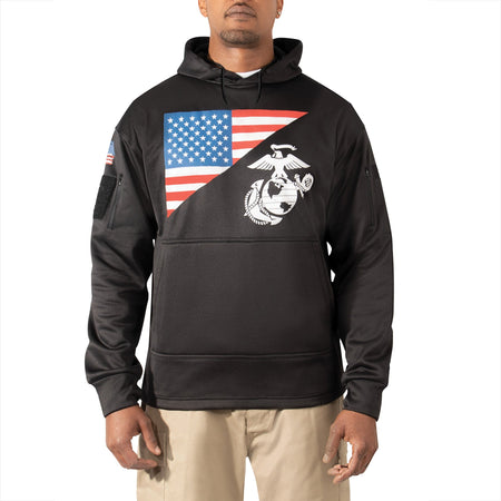 Rothco US Flag / USMC Eagle, Globe, & Anchor Concealed Carry Hoodie Black Size M - Get Tight Gear