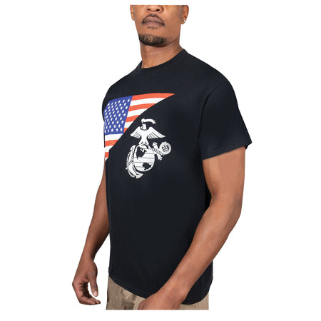 Rothco US Flag / USMC Eagle, Globe, & Anchor T Shirt Black Size 2XL - Get Tight Gear