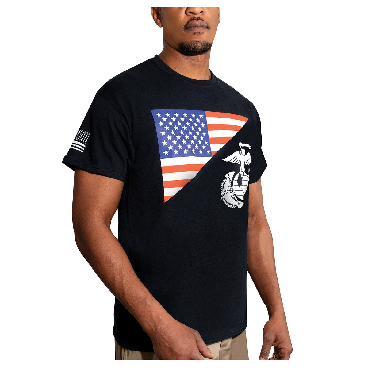 Rothco US Flag / USMC Eagle, Globe, & Anchor T Shirt Black Size 3XL - Get Tight Gear