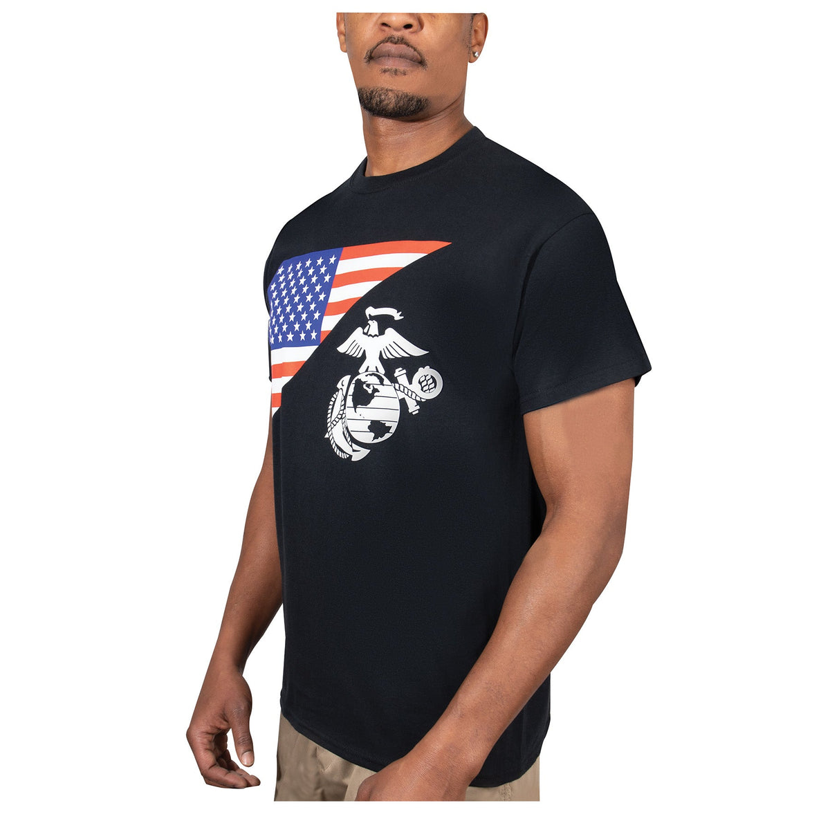 Rothco US Flag / USMC Eagle, Globe, & Anchor T Shirt Black Size S - Get Tight Gear