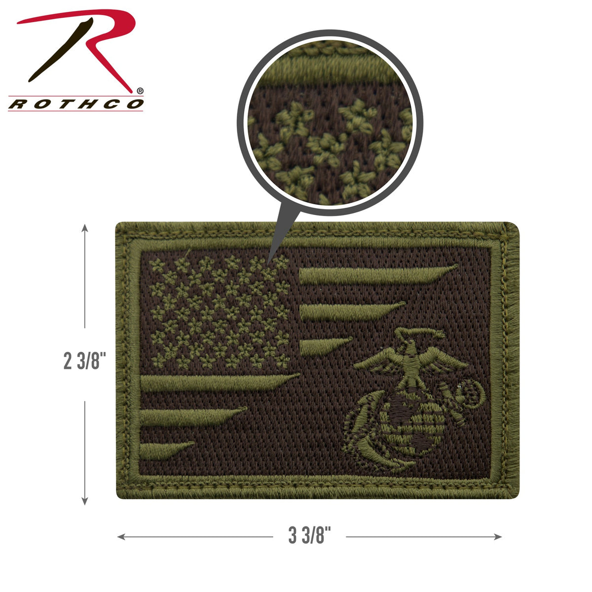 Rothco US Flag / USMC Eagle, Globe and Anchor Morale Patch Olive Drab Size One Size - Get Tight Gear