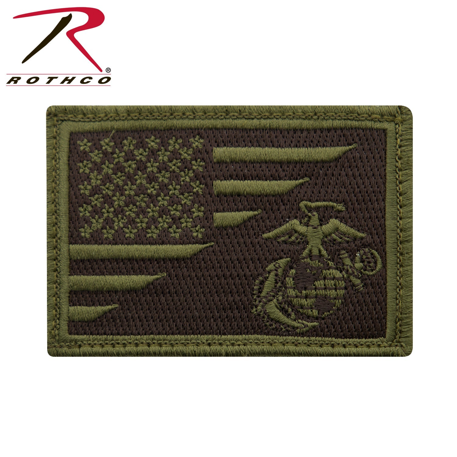 Rothco US Flag / USMC Eagle, Globe and Anchor Morale Patch Olive Drab Size One Size - Get Tight Gear