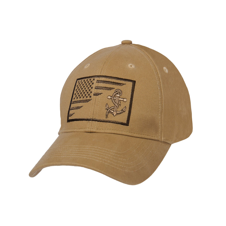 Rothco US Navy Anchor / Flag Low Profile Cap Coyote Brown - Get Tight Gear