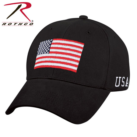 Rothco USA Flag Low Profile Cap Black Size One Size - Get Tight Gear