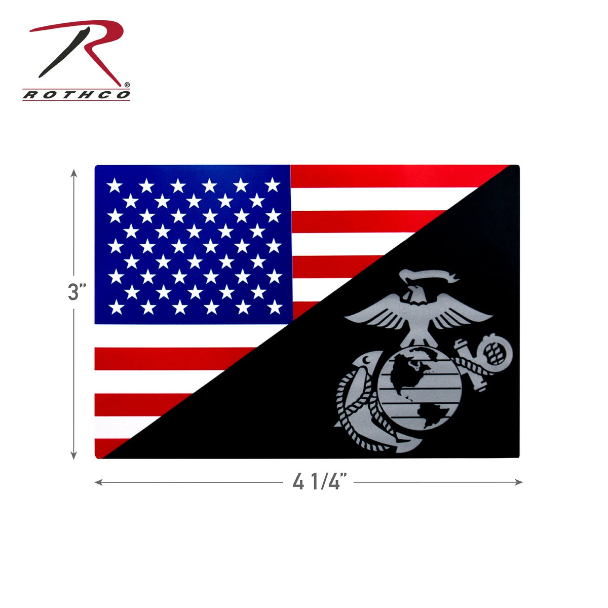 Rothco USMC Eagle, Globe and Anchor Flag Decal (Outside / Back Gum) Size 3" x 4 1/34" - Get Tight Gear