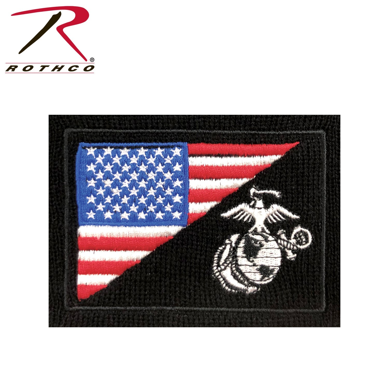 Rothco USMC Eagle, Globe and Anchor / US Flag Deluxe Fine Knit Watch Cap Black Size One Size - Get Tight Gear