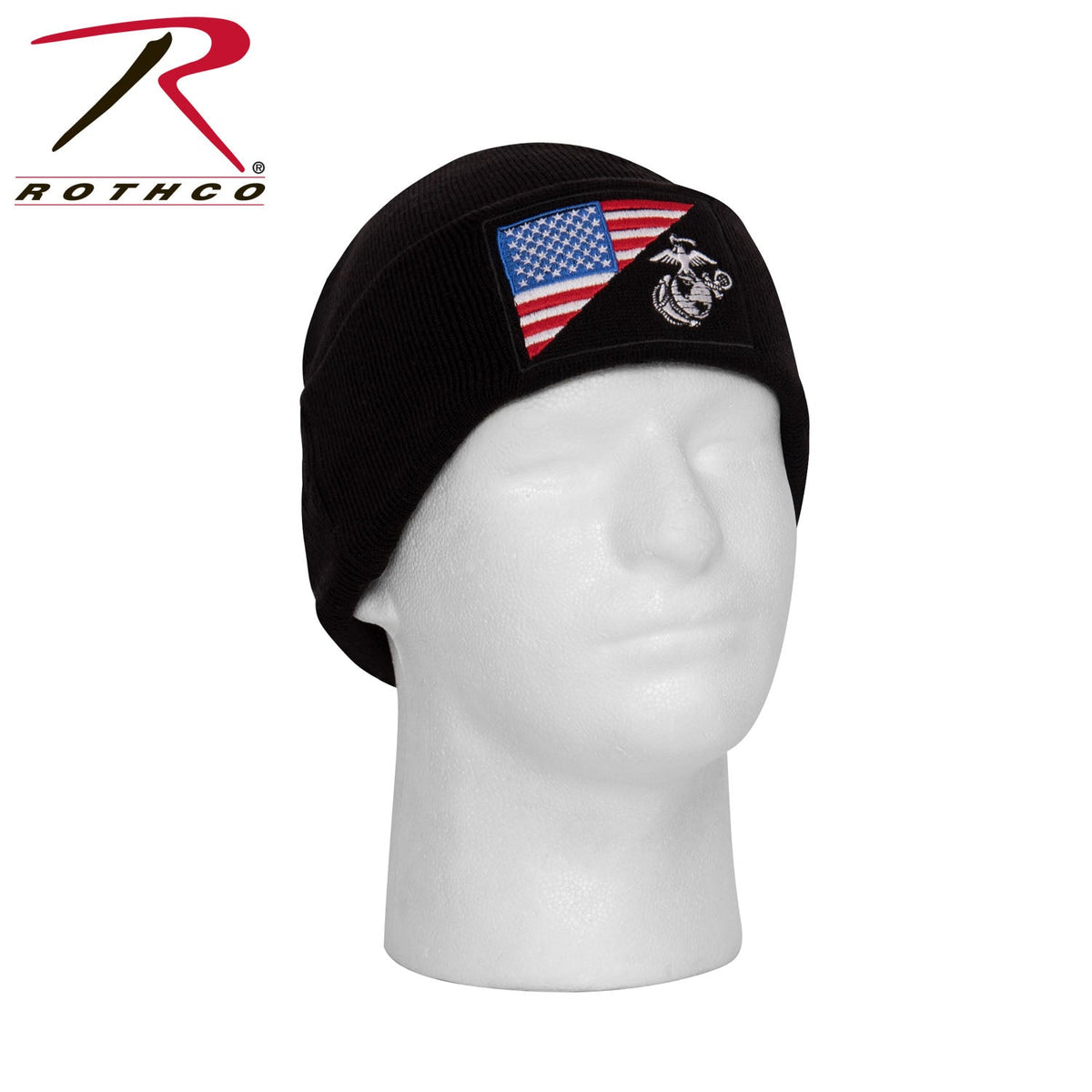 Rothco USMC Eagle, Globe and Anchor / US Flag Deluxe Fine Knit Watch Cap Black Size One Size - Get Tight Gear