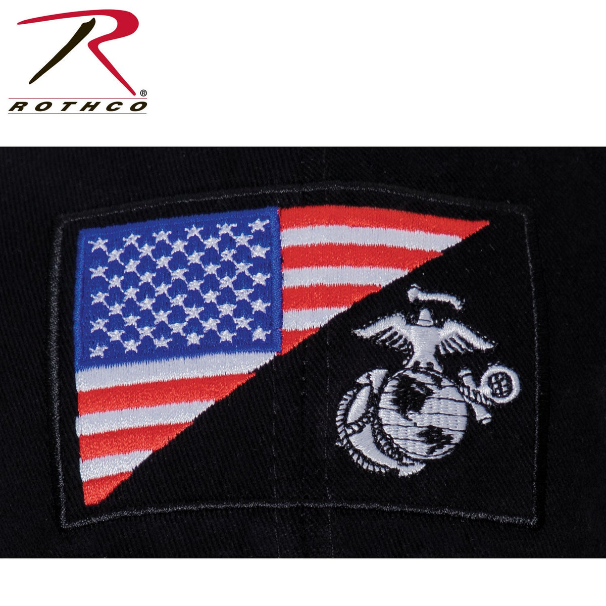 Rothco USMC Eagle, Globe and Anchor / US Flag Low Pro Cap Black Size One Size - Get Tight Gear