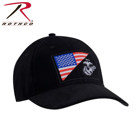 Rothco USMC Eagle, Globe and Anchor / US Flag Low Pro Cap Black Size One Size - Get Tight Gear