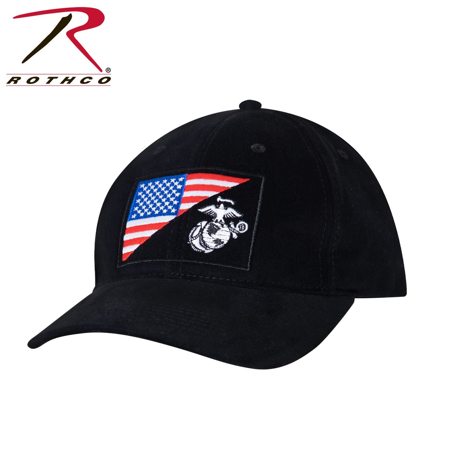 Rothco USMC Eagle, Globe and Anchor / US Flag Low Pro Cap Black Size One Size - Get Tight Gear