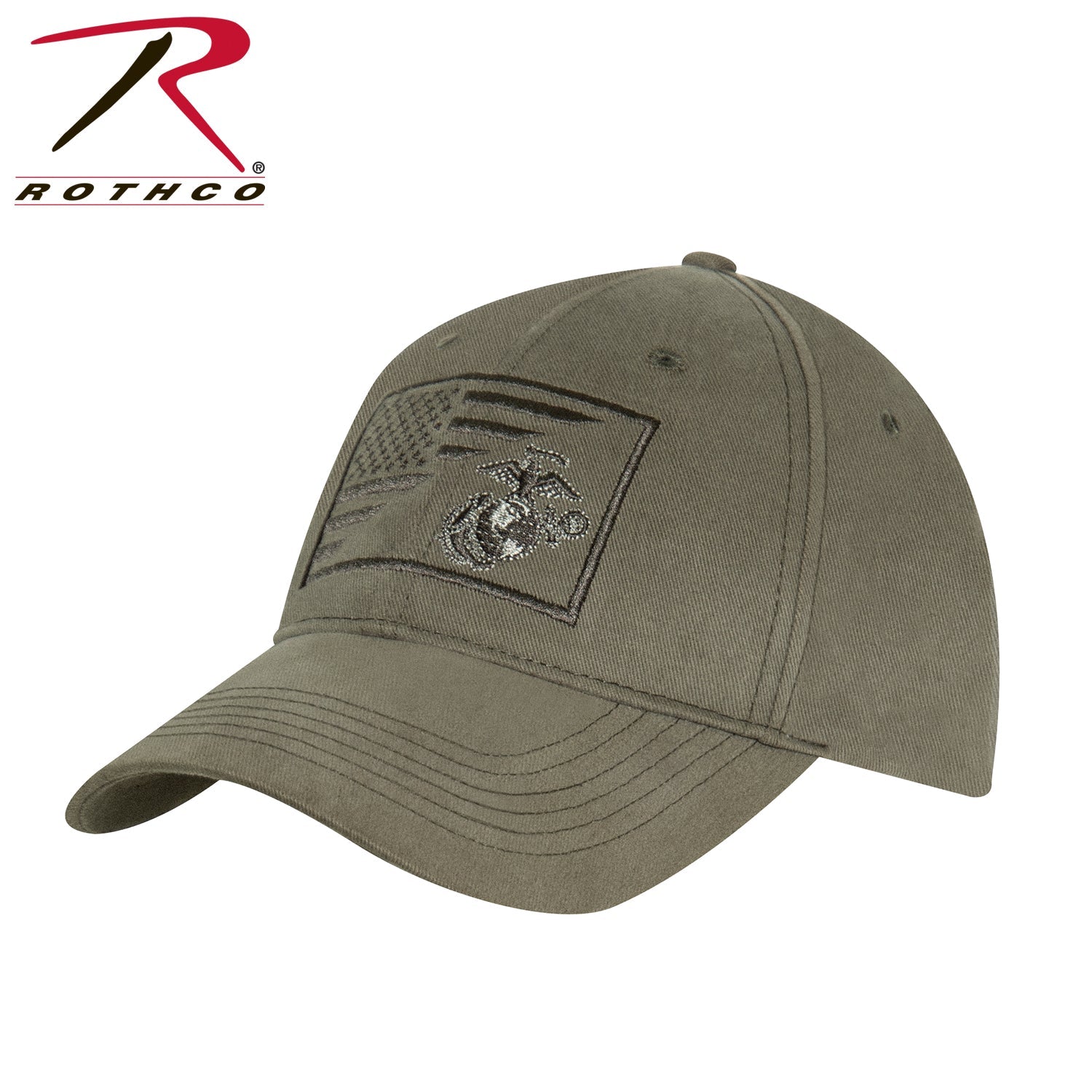 Rothco USMC Eagle, Globe and Anchor / US Flag Low Pro Cap Olive Drab Size One Size - Get Tight Gear
