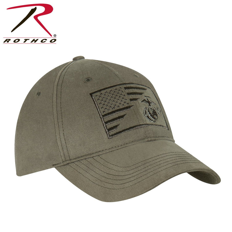 Rothco USMC Eagle, Globe and Anchor / US Flag Low Pro Cap Olive Drab Size One Size - Get Tight Gear