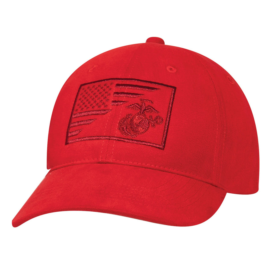 Rothco USMC Eagle, Globe and Anchor / US Flag Low Pro Cap Red Size One Size - Get Tight Gear