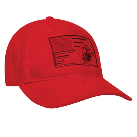 Rothco USMC Eagle, Globe and Anchor / US Flag Low Pro Cap Red Size One Size - Get Tight Gear