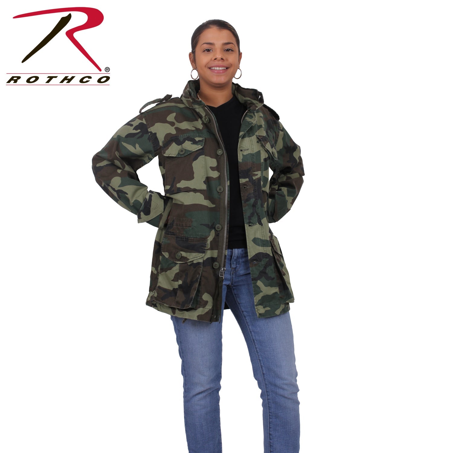 Rothco Vintage Lightweight M - 65 Field Jacket Woodland Camo Size M - Get Tight Gear