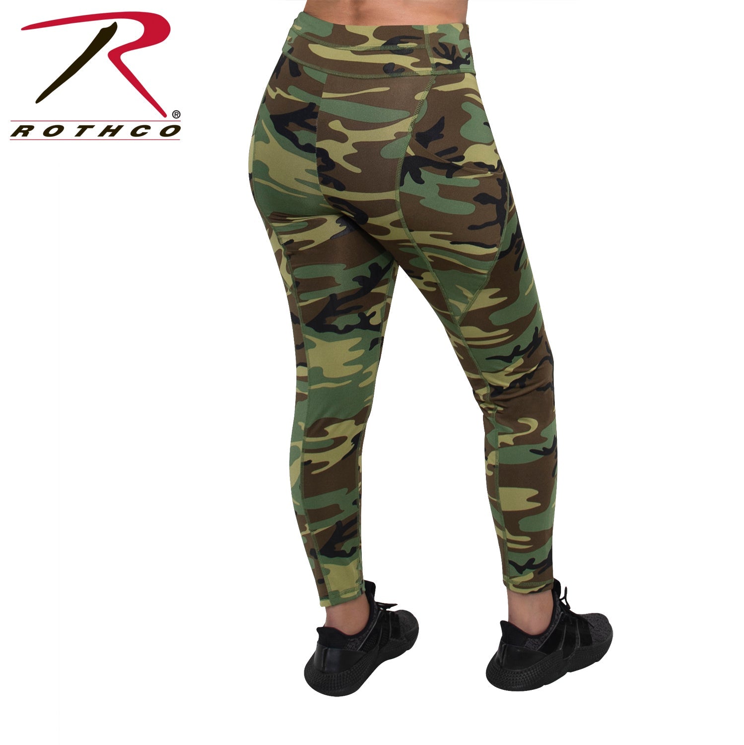 Rothco Womens Workout Performance Camo Leggings With Pockets Woodland Camo Size L - Get Tight Gear