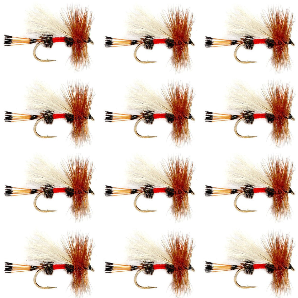 Royal Trude Classic Hair Wing Dry Fly - 1 Dozen Flies Hook Size 12 - Get Tight Gear