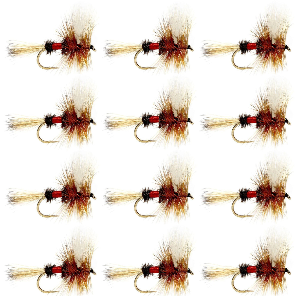 Royal Wulff Classic Trout Dry Fly Fishing Flies - Set of 12 Flies Size 10 - One Dozen - Get Tight Gear