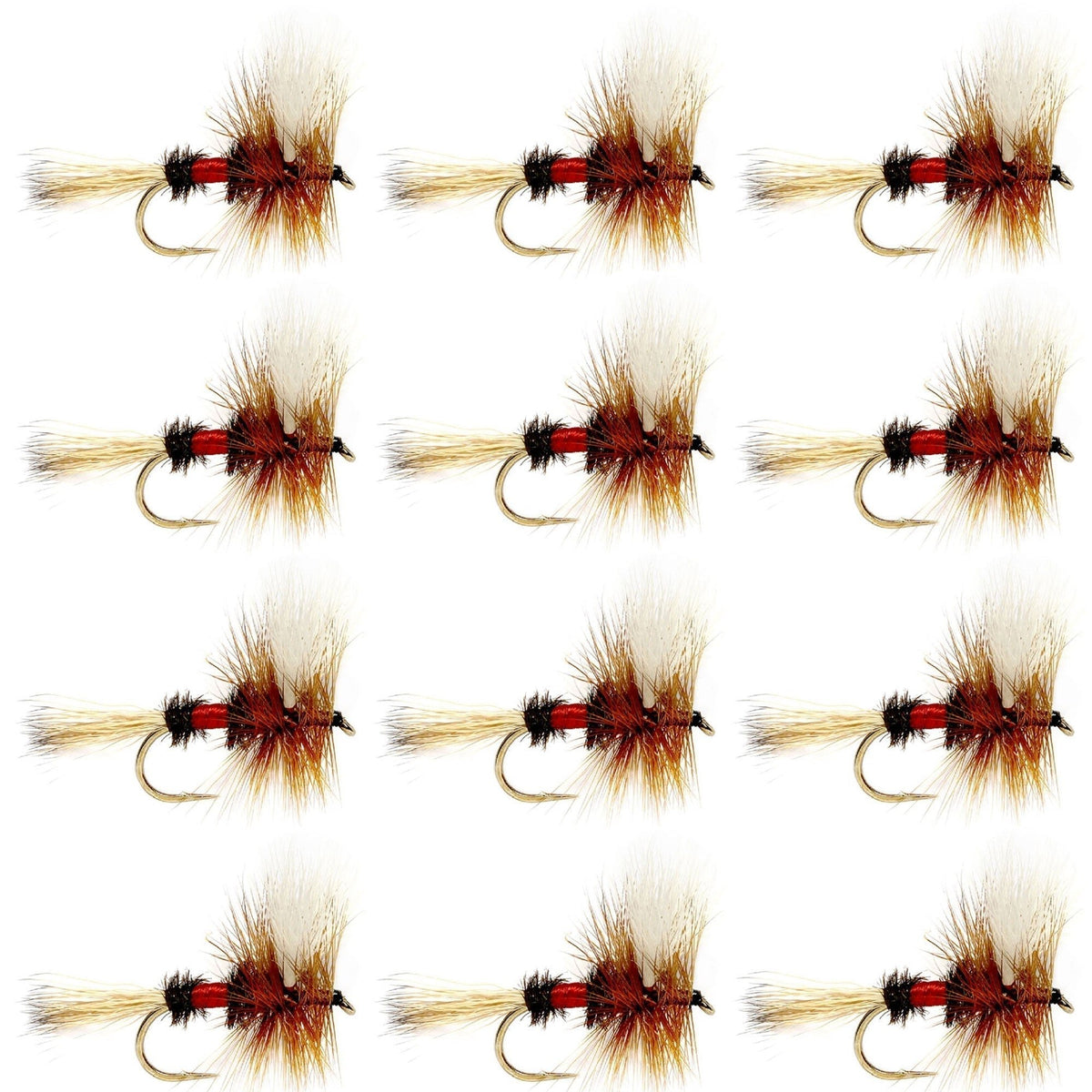 Royal Wulff Classic Trout Dry Fly Fishing Flies - Set of 12 Flies Size 16 - One Dozen - Get Tight Gear