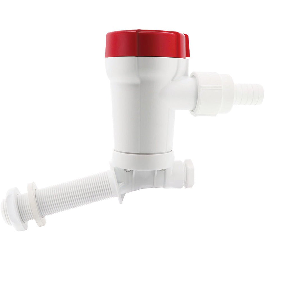Rule 1100 GPH Livewell Pump Angled Thru - Hull Inlet - Get Tight Gear