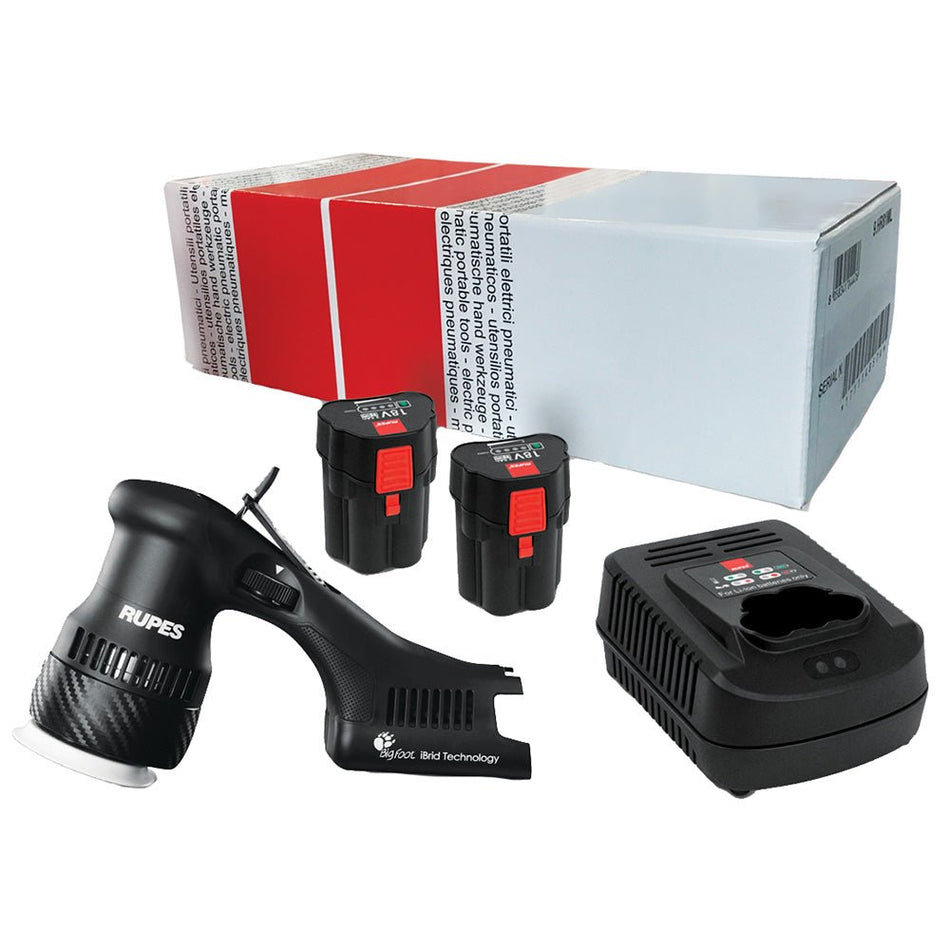 RUPES Bigfoot HLR75 Mini iBrid Polisher 1 - Charger 2 - Battery Pack - Get Tight Gear