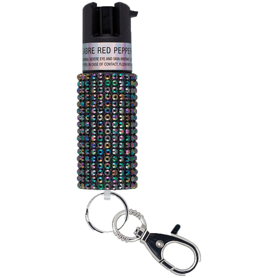Sabre Jeweled Pepper Spray with Snap Clip Black - Get Tight Gear