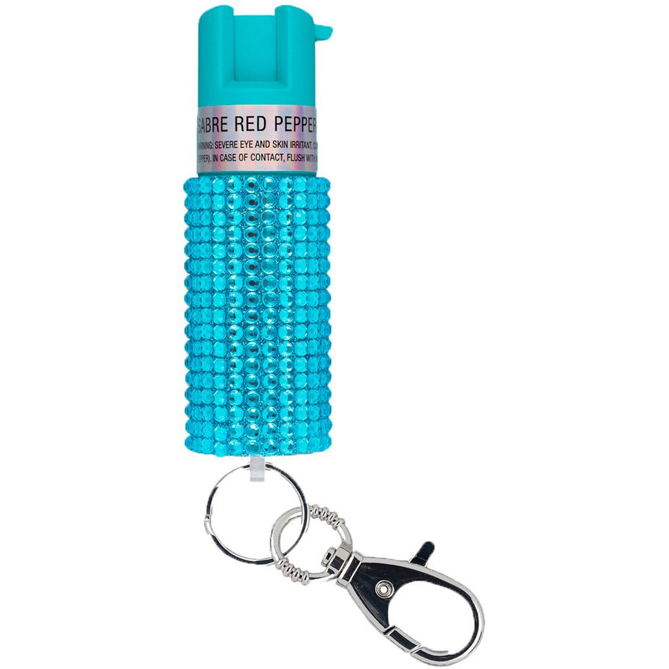 Sabre Jeweled Pepper Spray with Snap Clip Teal - Get Tight Gear