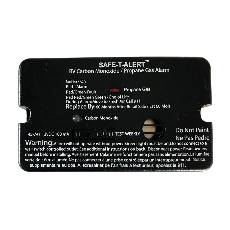 Safe - T - Alert 45 - Series Combo Carbon Monoxide Propane Alarm Surface Mount - Black - Get Tight Gear