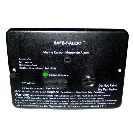 Safe - T - Alert 62 Series Carbon Monoxide Alarm - 12V - 62 - 542 - Marine - Flush Mount - Black - Get Tight Gear